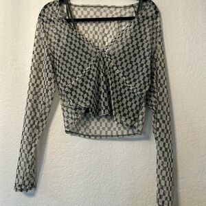 Abercrombie & Fitch Green Checkered Long Sleeve Top – Size Large – Casual Chic